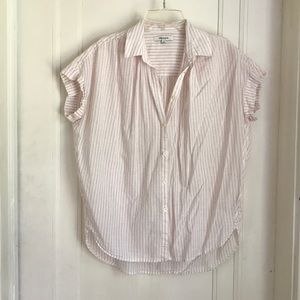 Madewell red white striped button shirt xs